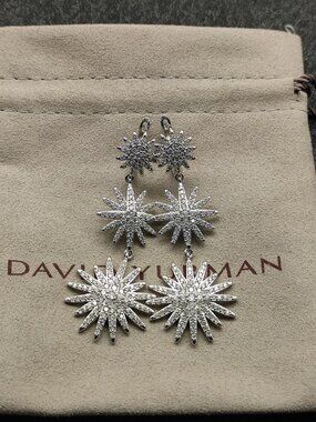 David Yurman 925 Silver Earrings with Original Pouch